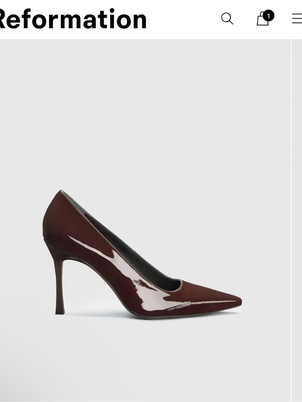 Reformation Burgundy Patent Pointed Pump